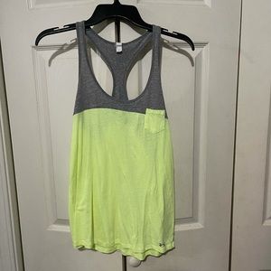Gray and Neon Yellow Under Armor Tank Top